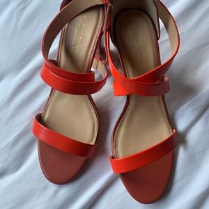 Women’s high heels orange bright neon orange strap